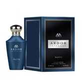 Ardor Intensive parfumfles met donkerblauwe kleur, zilveren dop en bijpassende doos